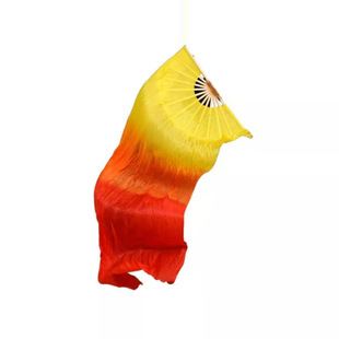 舞蹈扇子跳舞扇广场舞火焰扇长绸扇三色渐变秧歌扇加长表演扇扭秧