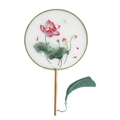 双面刺绣复古风团扇表演舞蹈扇