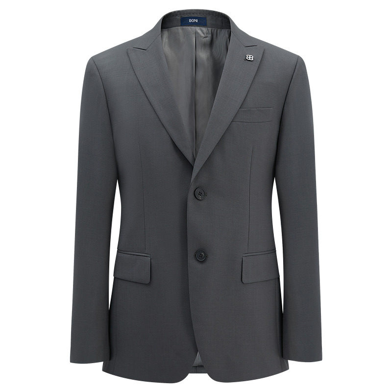 BONI/堡尼春夏新品商务西服套装格纹羊毛混纺西装西裤AR138041A