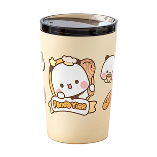 二次元造物家小熊猫一二布布周边304不锈钢磨砂喝水杯吸管杯子