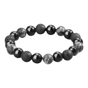 高级手链珠子黑色复古手串小众设计男士黑曜石情侣串珠男生手饰女