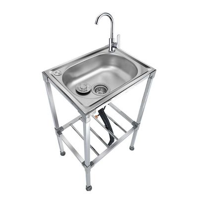厨房不锈钢洗菜盆单槽洗碗池带支架阳台洗手盆带架子水池单盆套装