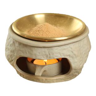 蜡烛烤香炉家用黄铜香薰炉粗陶茶道提香器沉香檀香茶叶精油可干烧