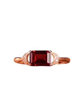 TIANTI正品天然红石榴石纯银戒指