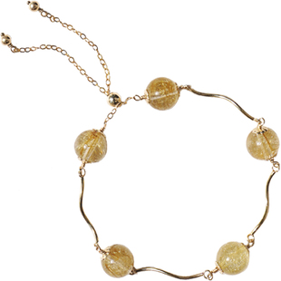 金发晶 月光石绿幽灵手串黄发晶白蓝灰月光天然水晶草莓晶手链 女