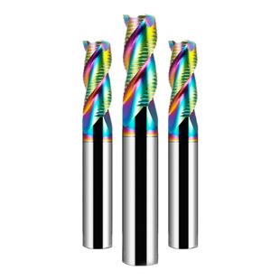 3刃涂层高钴七彩白钢粗皮铣刀高速钢铣刀全磨波刃铝用开粗三刃