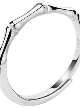 925银竹节开口情侣戒指时尚个性