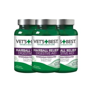 【自营】绿十字VET'S BEST猫草片猫咪专用化毛膏去毛球3瓶装