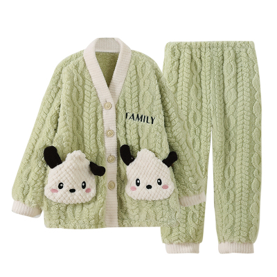 猫人女童法兰绒家居服套装可外穿