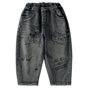 男童牛仔裤2026春装新款儿童春秋款宽松运动裤男孩春季直筒休闲裤