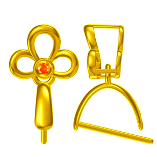 18K金扣头加厚万能夹扣瓜子扣玉石红宝石镶嵌K金吊坠扣项链坠配件