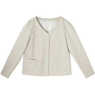 21QDA-208【如云似月】前世今生温婉通勤文艺V领上衣短外套