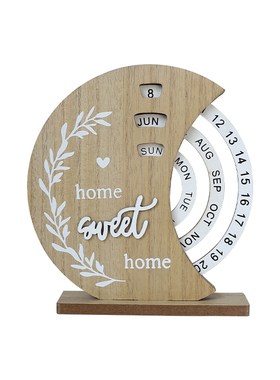 跨境简约木质创意日历万年历摆件家居客厅办公桌面创意台历小道具