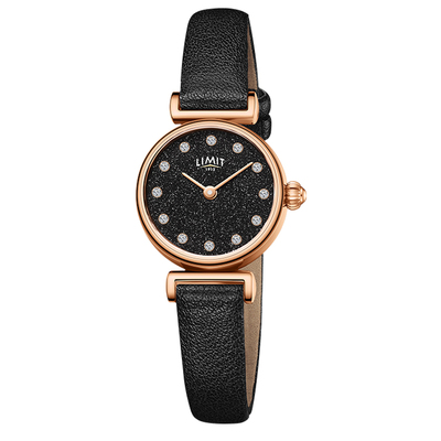 limit简约风黑色真皮英国手表