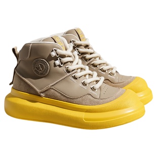 马克华菲高帮鞋男鞋新款冬季加绒保暖棉鞋男厚底增高男生雪地靴女