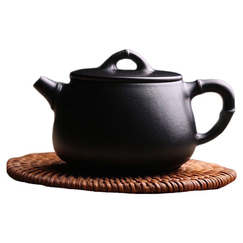 原矿紫砂高石瓢壶竹瓢泡茶壶朱泥