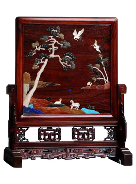 印度小叶紫檀多宝红木中式风台屏