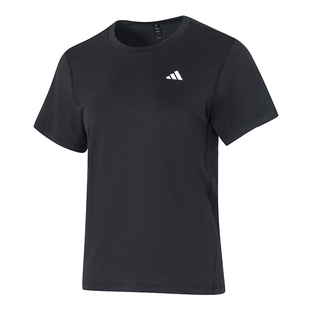 Adidas阿迪达斯官方正品女款短袖2026新款黑色半袖圆领透气上衣