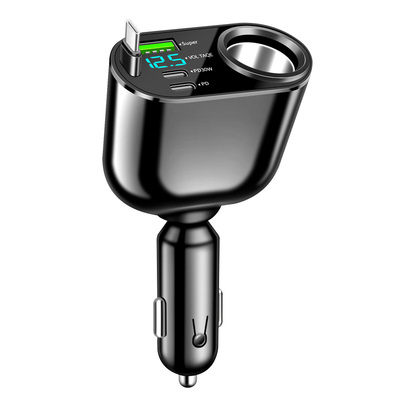 车载充电器超级快充头一拖三车充线快速扩展口汽车点烟器转换插头