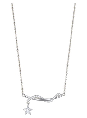 潮宏基追光银项链s925银镶嵌项链