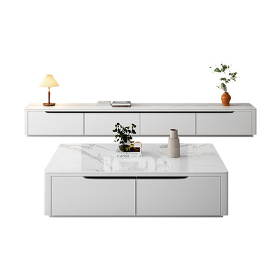 全实木岩板茶几电视柜顺丰包到家