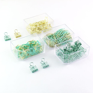 小清新海沫绿可爱回形针收纳长尾夹手账装饰书签曲别针小号燕尾夹
