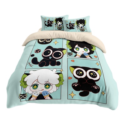 罗小黑战记高颜值A类牛奶绒四件套卧室宿舍加厚保暖被套床单套件