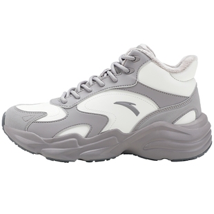 安踏加绒加厚女鞋冬季保暖棉鞋高帮皮面厚底百搭防滑休闲运动鞋子