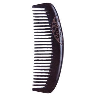 【叶梳匠古树黑檀大月梳子】女士长发专用便携养发宽齿男士檀木梳