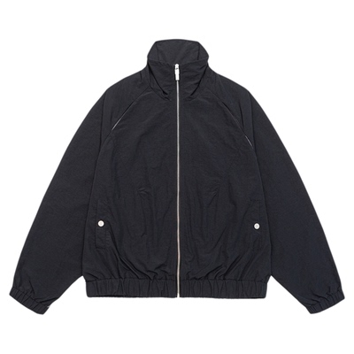 GOGOSOON外套男2025新款春秋复古运动夹克潮牌立领美式黑色宽松