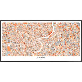 鳟鱼城市地图定制画横版客厅墙壁画装饰画沙发背景墙挂画装饰壁画