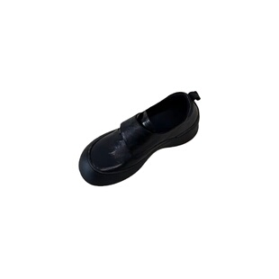 羊皮版~厚底乐福鞋女2025新款黑色圆头增高魔术贴软底百搭小皮鞋