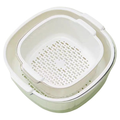 双层沥水篮厨房洗菜盆用品客厅用水果果盘篮子淘菜盆茶几家用收纳