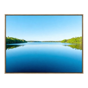 高级感山水湖客厅沙发背景墙装饰画办公室挂画五行喜水风水画定制