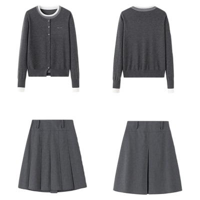 东京岁时记jk灰色竖条百褶半身裙