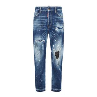【5折】DSQUARED2/D2次方 男士宽松分割拼接破洞牛仔裤BRO JEAN