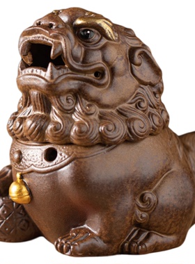 中式陶瓷狮子摆件一对客厅玄关装饰办公室桌面招财镇宅工艺品摆设