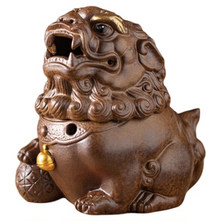 中式陶瓷狮子摆件一对客厅玄关装饰办公室桌面招财镇宅工艺品摆设