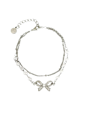 蝴蝶结珍珠双层手链女甜美温柔