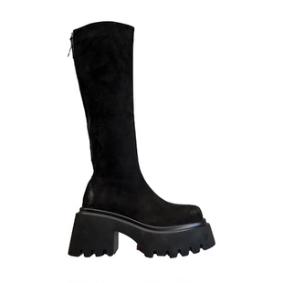 气质韩货~绒面显腿直显瘦增高厚底高跟瘦瘦长筒靴女高筒靴骑士靴