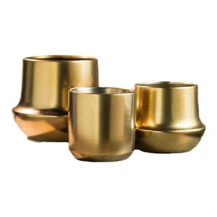 简约金色陶瓷花瓶客厅摆件现代轻奢矮胖款花盆高级感插花花器无孔