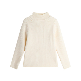 沫沫家童装冬装女童纯色针织衫2026秋冬季新款儿童百搭半高领毛衣