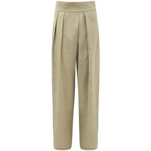 COCOBELLA[木兰系列]气质通勤女西装裤高腰打褶九分休闲裤PA3019B