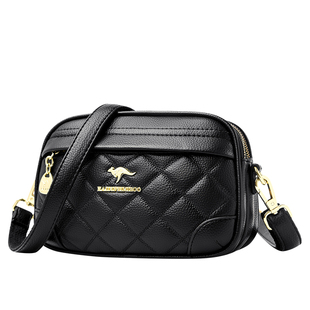 品牌真皮女包菱格小包包斜挎包女2025新款小圆包时尚牛皮多层容量