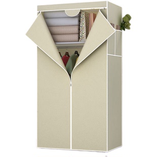 雅锐凡简易衣柜组合防尘全封闭折叠衣橱挂衣架钢架加固学生单人款