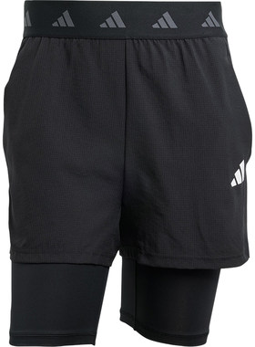 Adidas/阿迪达斯官方正品2025男士透气二合一跑步运动短裤JE5665