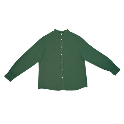 CHARLES橄榄绿纯亚麻衬衫