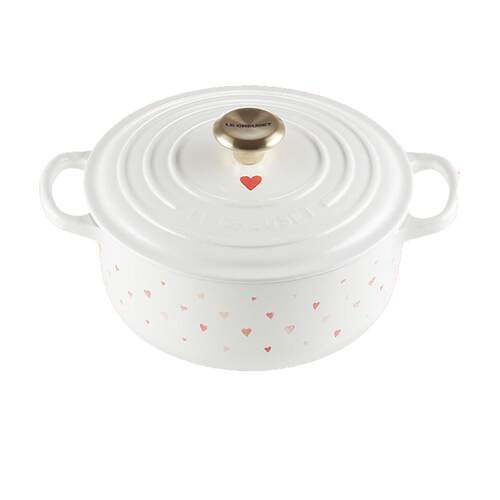 酷彩LE CREUSET法国进口新品珐琅铸铁锅20/22cm炖煮焖煲 爱心印花