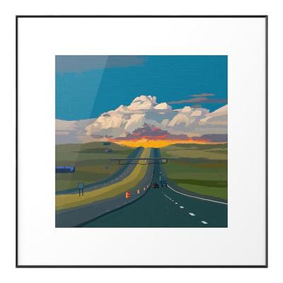 夕阳风景原创油画卧室ins风摆画