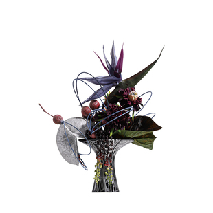 花小只 新中式暗色手绘高级感花艺组合鹤吟 样板间售楼处摆件